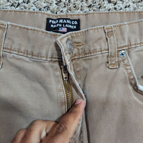 Polo Jeans Co Ralph Lauren Denim 34 Light Brown Straight Weathered Distressed - Picture 2 of 8
